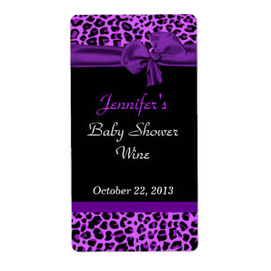 Modern Purple Jaguar Print Event Wine Labels