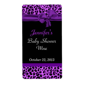 Modern Purple Jaguar Print Event Wine Labels