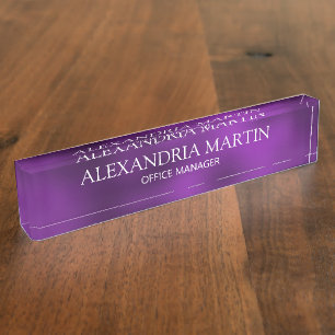 Modern Purple Job Title Name Position Nameplate