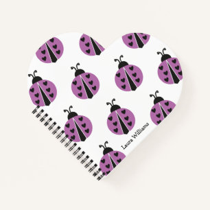 Modern Purple Ladybug Personalised Notebook