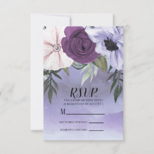 Modern Purple Lavender Floral Watercolor RSVP