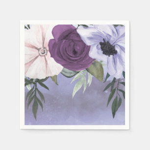 Modern Purple Lavender Floral Watercolor Wedding Napkin