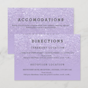 Modern purple lavender glitter details wedding invitation