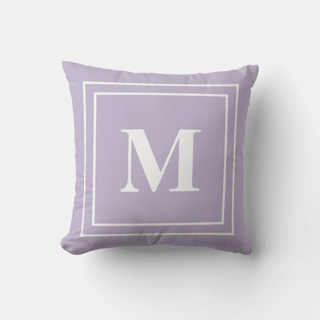 Modern Purple Lavender Monogram Cushion (Front)