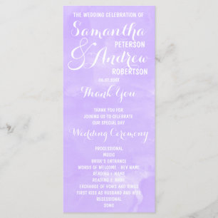 Modern purple lavender watercolor Wedding Program Programme