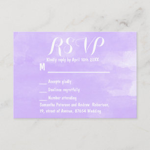 Modern purple lavender watercolor wedding RSVP