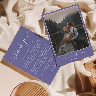 Modern Purple Lavender with Two Photo Wedding Thank You Card