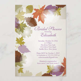 Modern Purple Leaf Bridal Shower Invitation