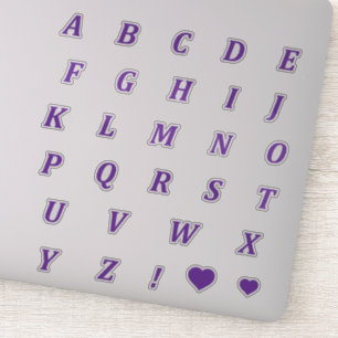 Modern Purple Letters   Monogram Alphabet Stickers