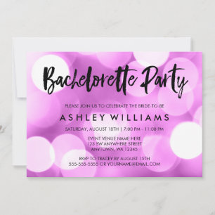 Modern Purple Lights Bachelorette Party Invitation