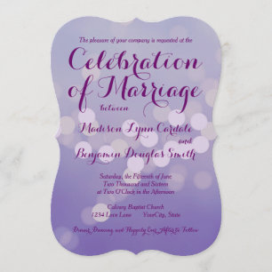 Modern Purple Lilac Bokeh Dots Wedding Invitations