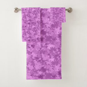 Modern Purple Lilac Flower Bloom Pattern Unique  Bath Towel Set