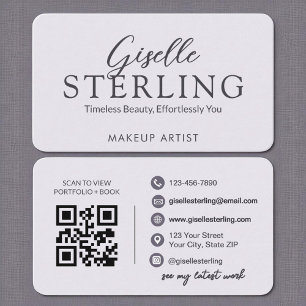 Modern Purple Lilac QR Code Script Elegant Business Card