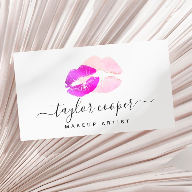Modern purple lips makeup artist business card (Creator Uploaded)