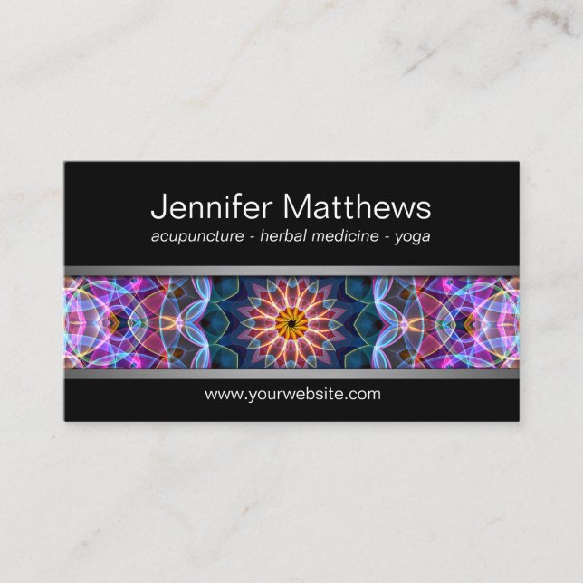 Modern Purple Lotus mandala Business Card (Front)