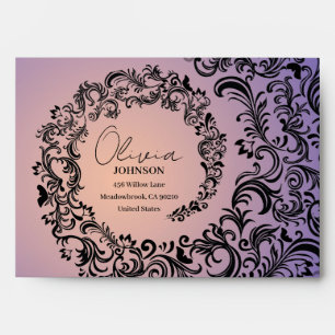 Modern Purple  Luxury Damask  Envelope