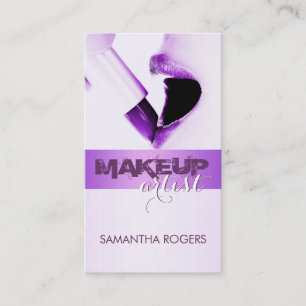 Modern Purple Makeup Artist Business Card
