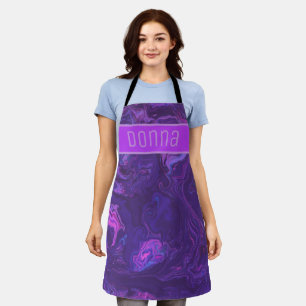 Modern Purple Marble Abstract Apron