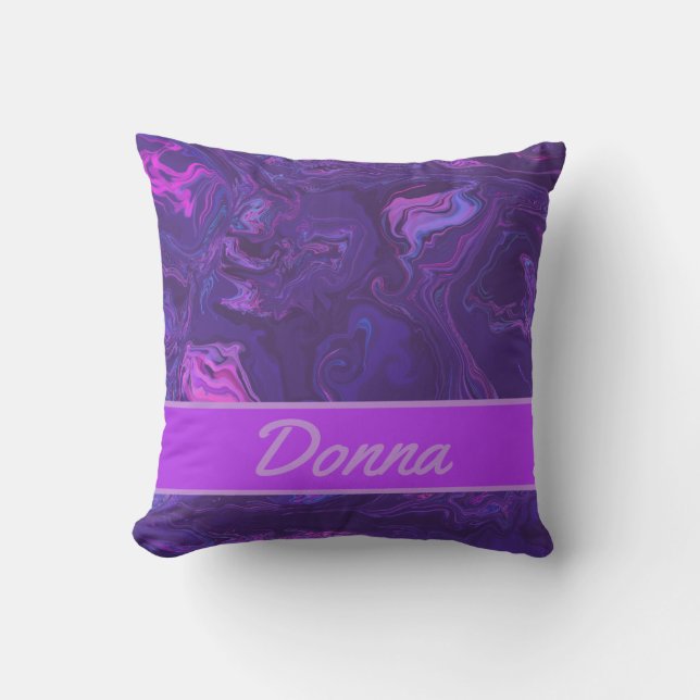 Modern Purple Marble Abstract Art Cushion (Front)