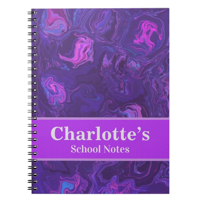 Modern Purple Marble Abstract Back to School Notebook (Front)