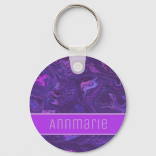 Modern Purple Marble Abstract Key Ring