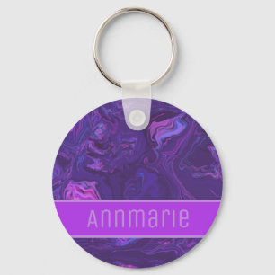 Modern Purple Marble Abstract Key Ring