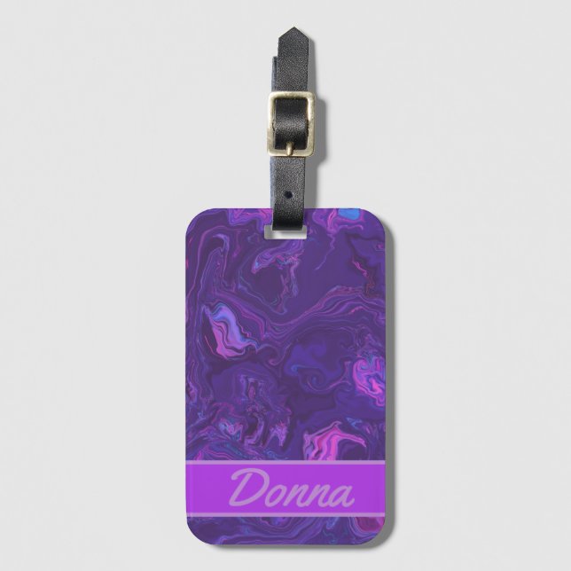 Modern Purple Marble Abstract Luggage Tag (Front Vertical)
