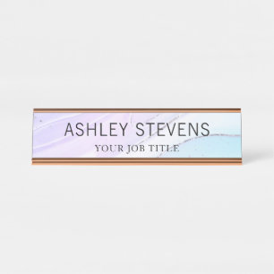 Modern Purple Marble Office Employee Desk Name Plate