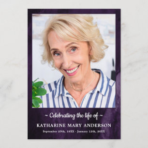 Modern Purple Marble Order Of Service Funeral Programme