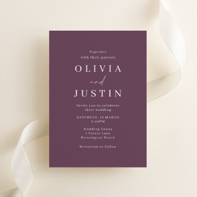 Modern Purple Mauve Wedding Invitation (Creator Uploaded)