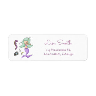 Modern Purple Mermaid Dancing Return Address