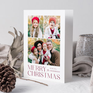 Modern Purple Merry Christmas 7 Photo Collage Holiday Card