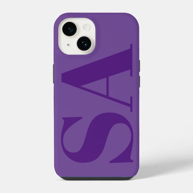 Modern purple minimal monogram iPhone case (Back)