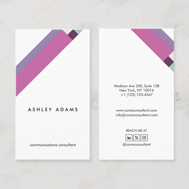modern purple minimalist geometric pattern business card (Creator Uploaded)