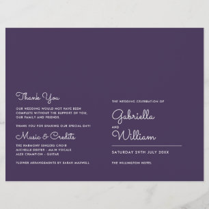 Modern Purple Minimalist Script Wedding Program