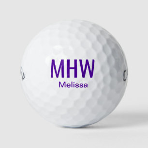Modern Purple Monogrammed Golf Balls
