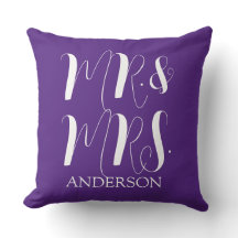 Modern Purple Mr and Mrs Script Wedding