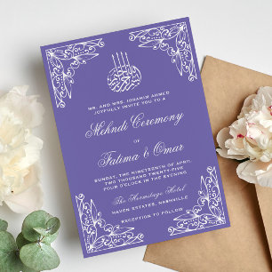 Modern Purple Muslim Islamic Henna Mehndi Ceremony Invitation