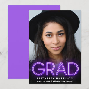 Modern Purple Neon Graduation Announcement