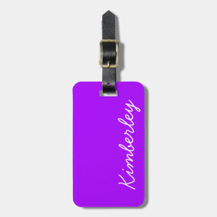 Modern Purple Neon Monogram Trendy Fashion Colours Luggage Tag