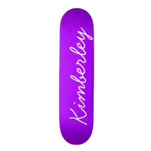 Modern Purple Neon Monogram Trendy Fashion Colours Skateboard