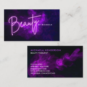Modern Purple Neon & Smoke Nail Technician Busines Business Card
