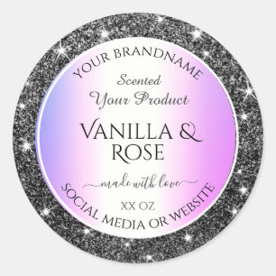 Modern Purple Ombre Silver Glitter Product Labels