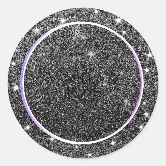 Modern Purple Ombre Silver Glitter Product Labels (Front)