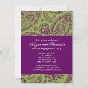 Modern Purple Paisley Engagement Party Invitations