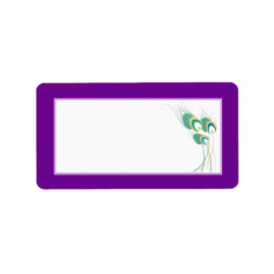 Modern Purple Peacock Wedding Mailing Address Label