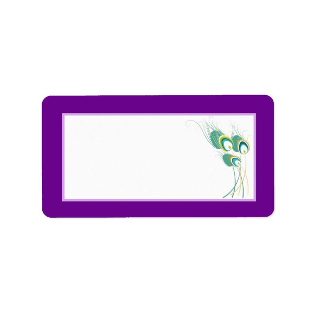 Modern Purple Peacock Wedding Mailing Address Label (Front)