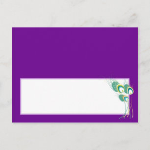 Modern Purple Peacock Wedding Writable Place Card