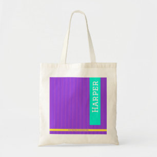 Modern Purple Personalised Name and Monogram Tote Bag