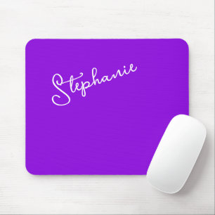 Modern Purple Personalized Name Script Minimalist  Mouse Mat
